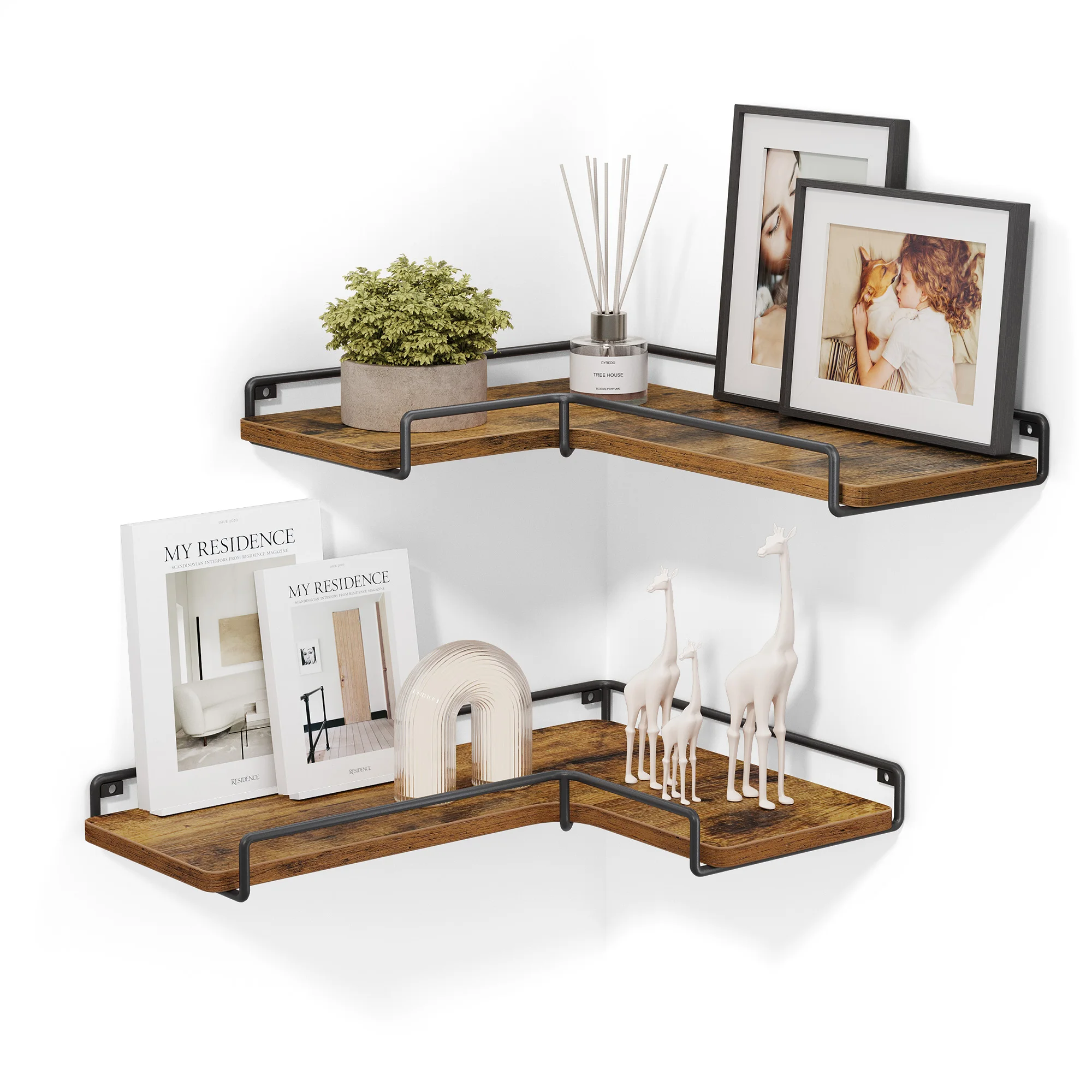 Living Room Shower Basket L Corner Shelf Rustic Wall Shelf Wood Floating Shelf Bracket