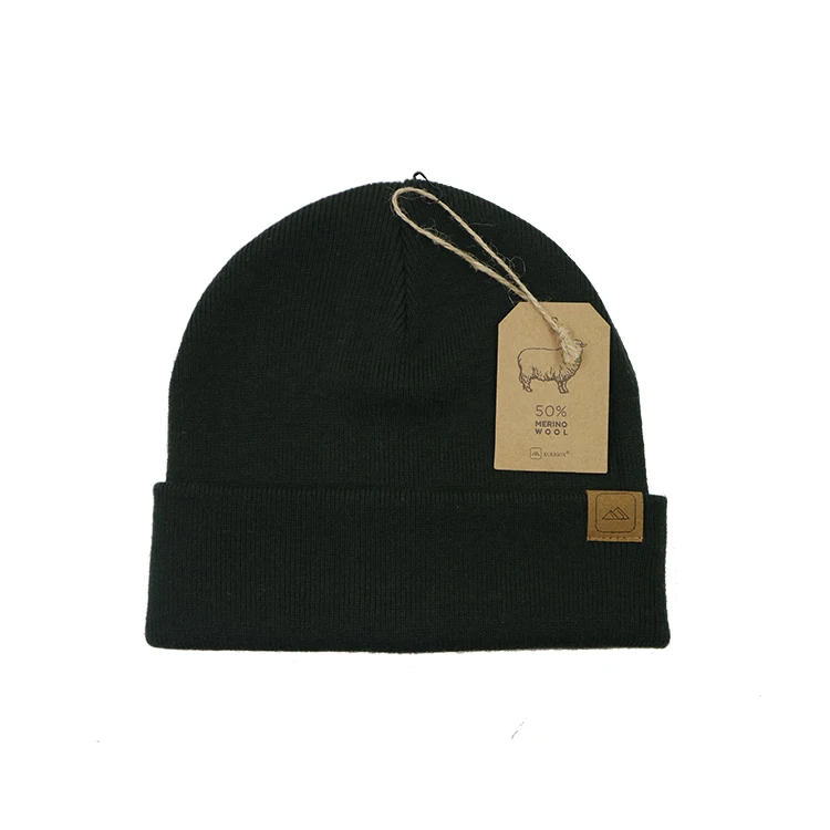 Premium Quality Custom Brand Label Merino Wool Knitted Winter Snow  Ski Toque Hat Tuque Beanie Cap