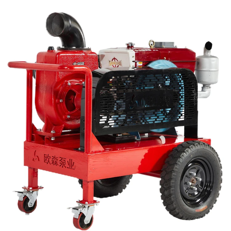 Factory Supply High Pressure Single-Cylinder Trailer Pump Diesel Sewage Self Priming Centrifugal Pump