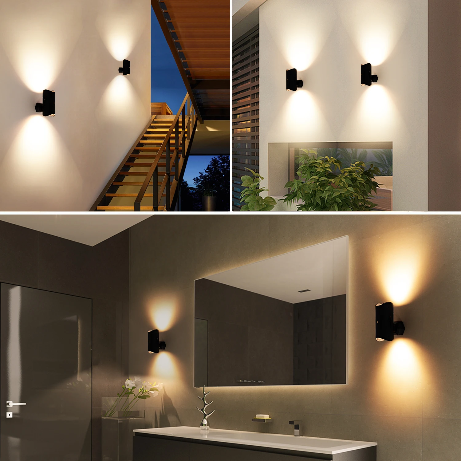 Modern Dimmable LED Night Lights 3000K Soft White Dusk Dawn Sensor 0-100LM Adjustable Brightness Plug Wall Black Square 2 Packs