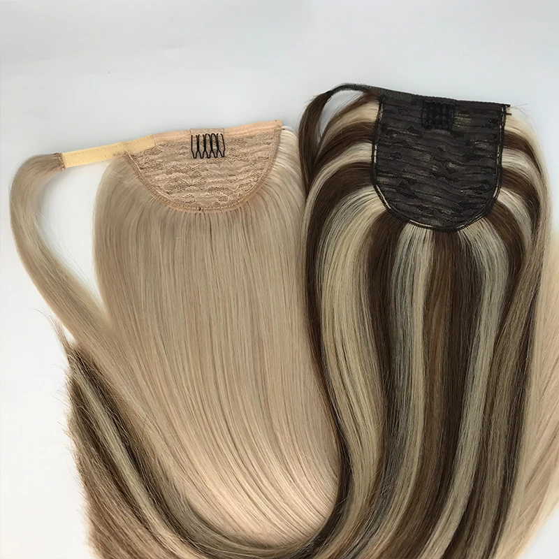 Wholesale Top Quality 100% Human Hair Ponytail Hair Extensions Double Drawn Natural Wrap Around Drawstring Ponytail Hair