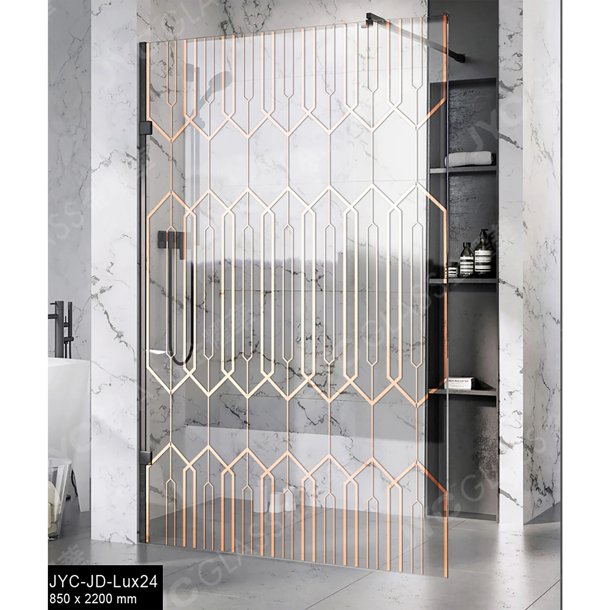 Safety Tempered Glass Bathroom Decorative Shower Glass Door Bath Shower Screen Partition