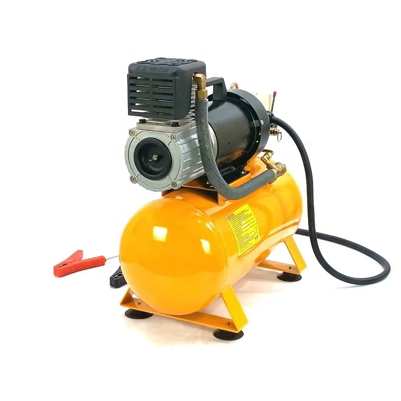 24V High Efficiency Weatherproof Heavy Duty DC Oil Free Professional Maintenance Mini Air Compressor Pump with 12 liter tank