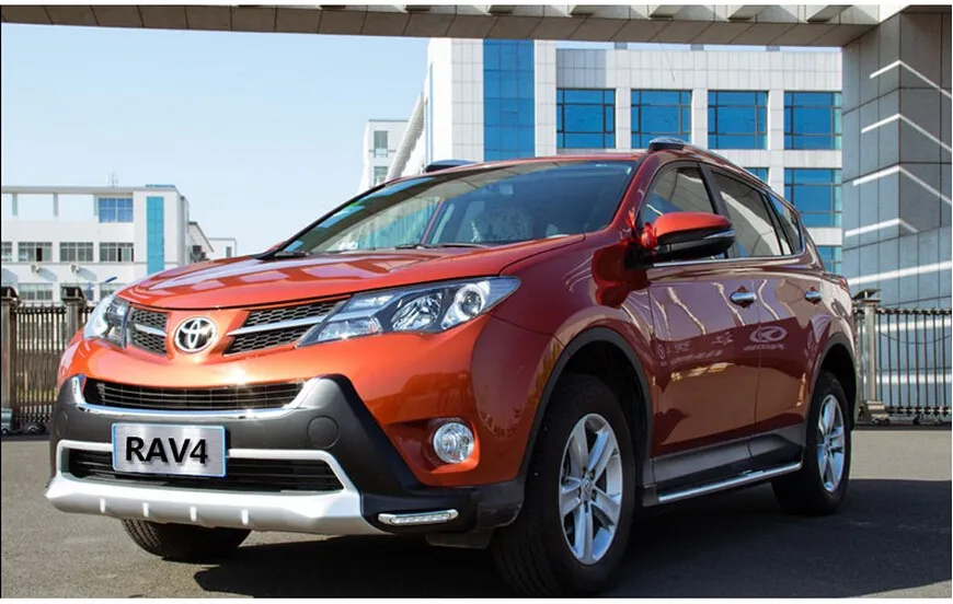  Подходит для Toyota RAV4 RAV-4 2013-2015 Передний + задний бампер диффузор бамперы защита губ противоскользящая пластина ABS хромированная отделка