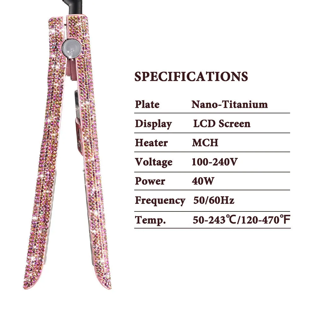 Лидер продаж на Amazon, выпрямитель для волос с кристаллами и бриллиантами, чистый керамический/титановый выпрямитель для волос со стразами, выпрямитель для волос