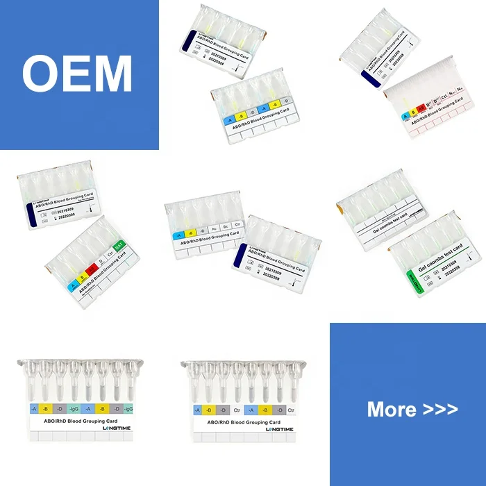 LONGTIME OEM ABO RhD Blood Type Test Card Forward & Reverse for Humans
