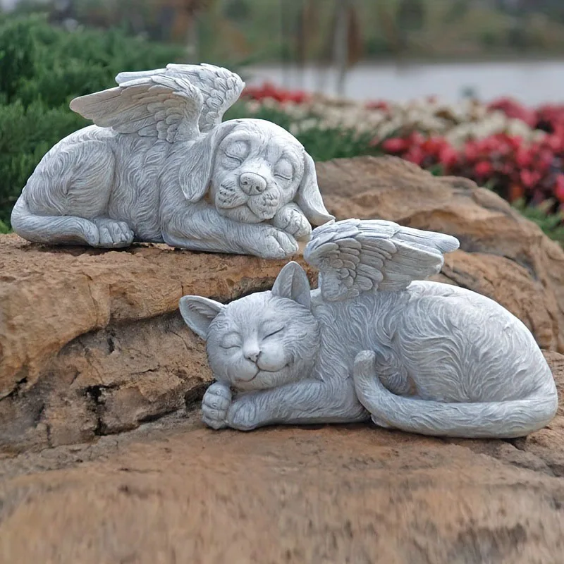 Dog Angel Pet Memorial Gifts Grave Marker Tribute Statue Resin Cat Dog Memorial Statue