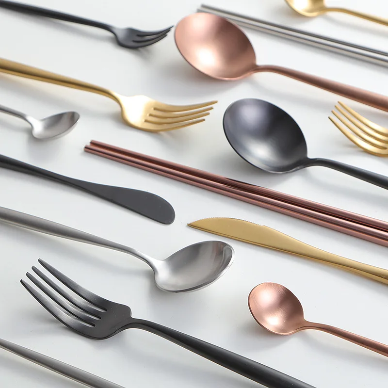 Stainless Steel Metal Tableware Creative Matte Travel Cutlery Set