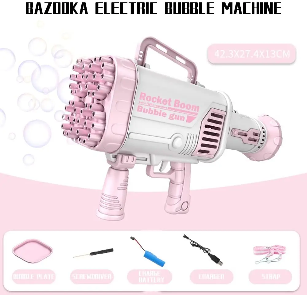 Electric Machine 2 In 1 Bubble Gun & Handheld Fan 64 Holes Automatic Bubble Machine Gun Bubble Blower For Kids