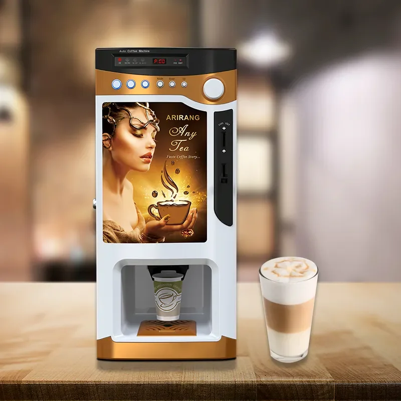 Coin-payment System Bean To Cup Coffee Grinding Desktop Bean To Cup Beverage Coffee Vending Machine