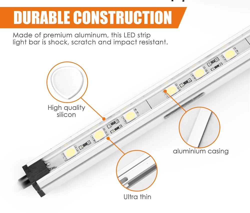 LIGHTFOX 4xStrip Bar Aluminium Waterproof Tent Boat Caravan 4x4 12V Camping LED Strip Light