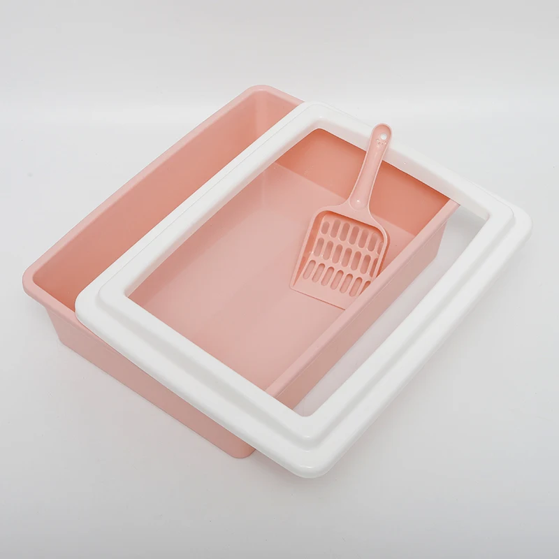 Pet Clean Grooming Plastic Semi-closed Rectangular Cat Litter Box Pet Toilet Cat Litter Box with Free Shovel