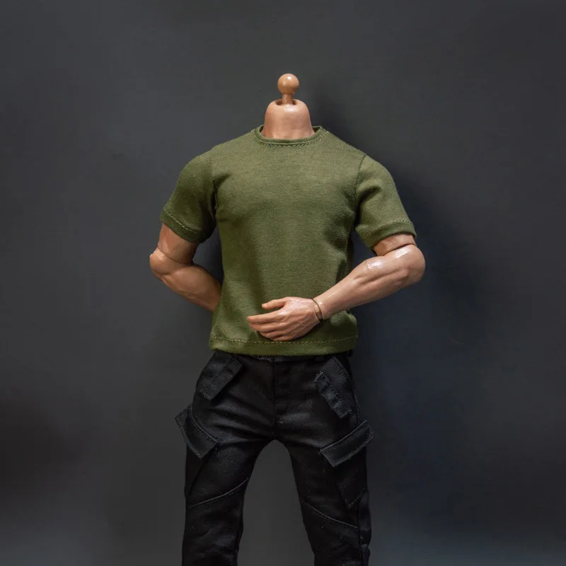 (fit size + over size)fashionable 30 cm 12 inch 1/6 male doll clothes pure color plain T-shirt clothes for 1/6 scale male dolls