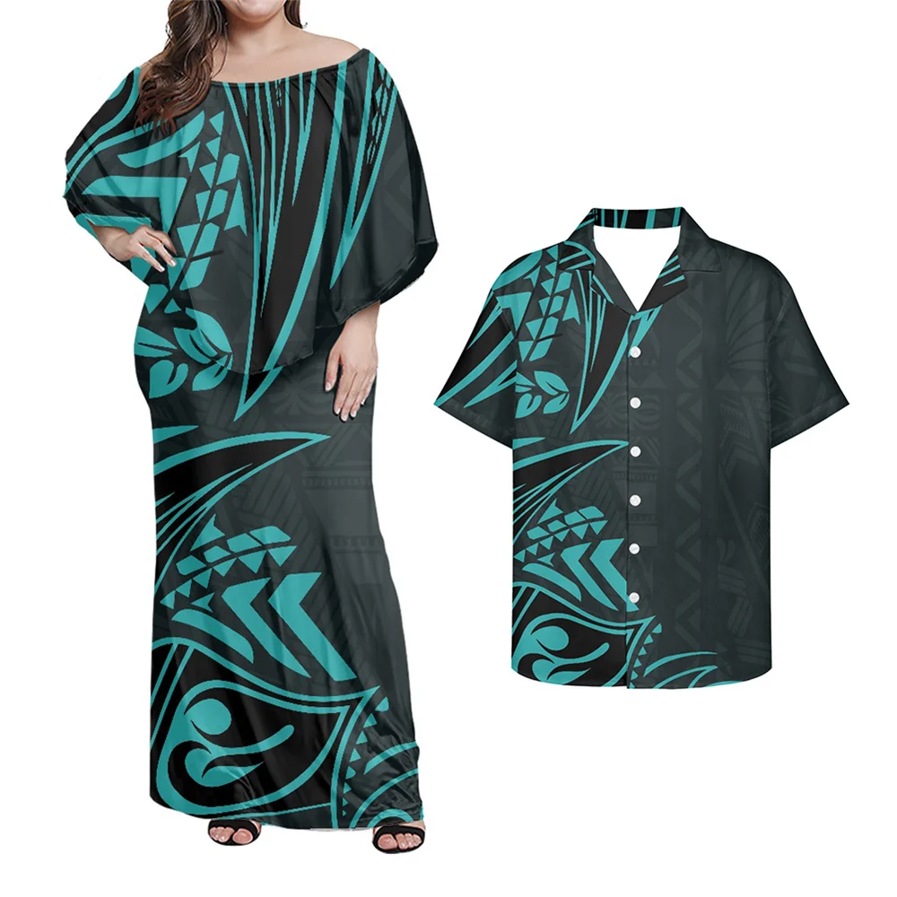 Custom Polynesian Islands Style Dresses Women 2022 New Design Maxi Straight Dress Lady One Shoulder Office Wear Casual Dress