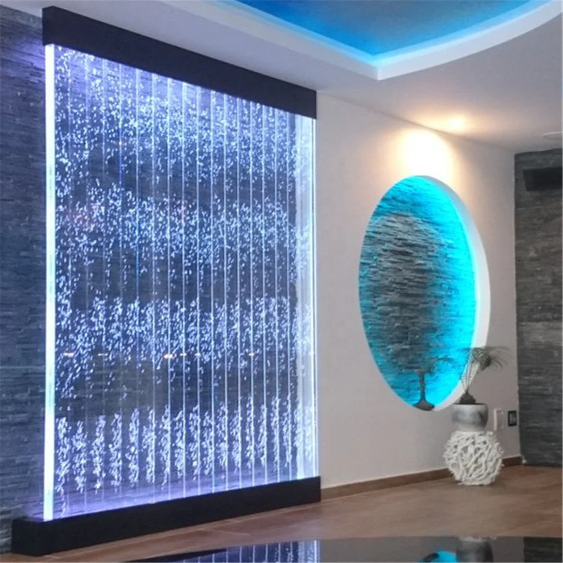 Spa and Salon indoor decoration curved bubble panel bent led bubble wall water panel