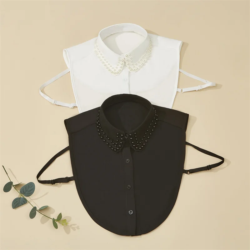 Stand collar with lace composite lace big body shape false collar available in black and white
