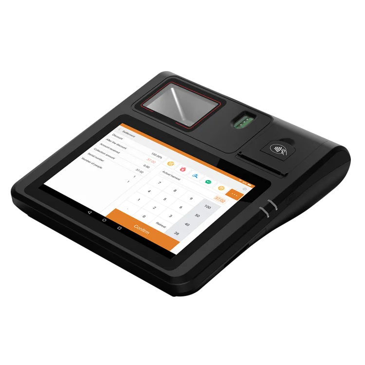 NFC Android Pos System Terminal all in One Tablet Pos Machine Touch Screen Built in Printer Fingerprint Scanner and Barcode
