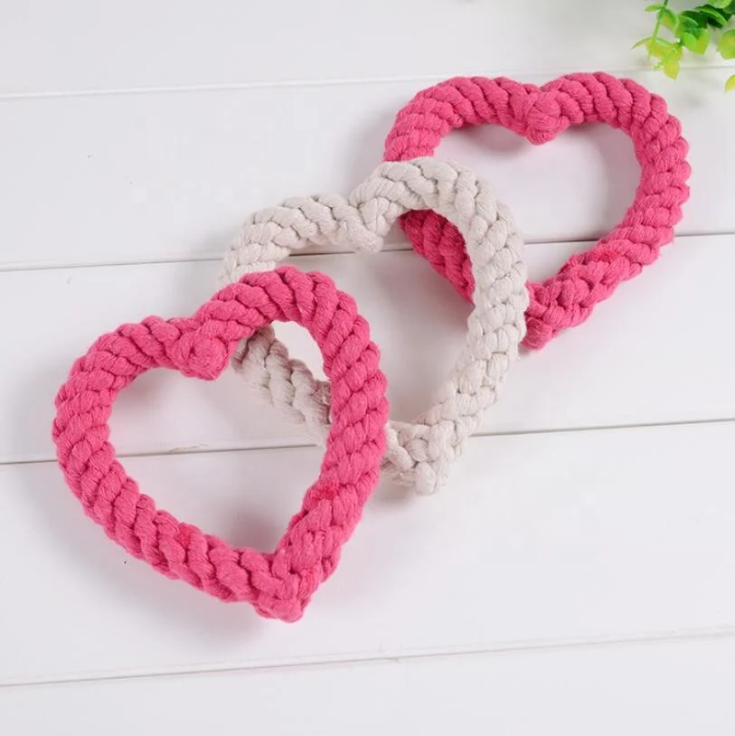 
Custom Eco-friendly Pet Dog Funny Animal Carrot Shape Chew Toy Cotton Rope Heart Shaped Dog Toy 