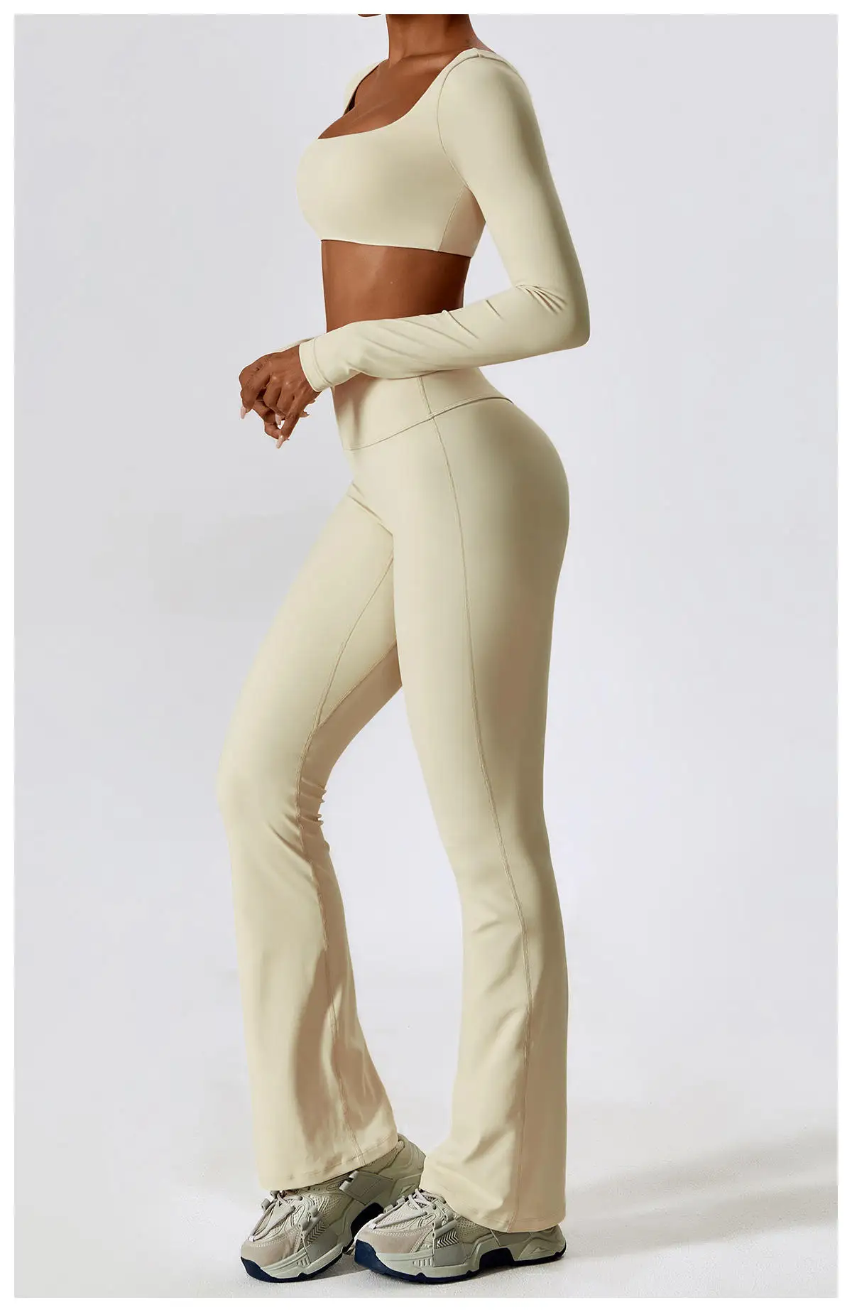 Yoke Wholesale Manufacturers Modest Ropa Deportiva Mujer Tendencia 2023 Green Crossfit Sustainable Knitted Women Activewear Set