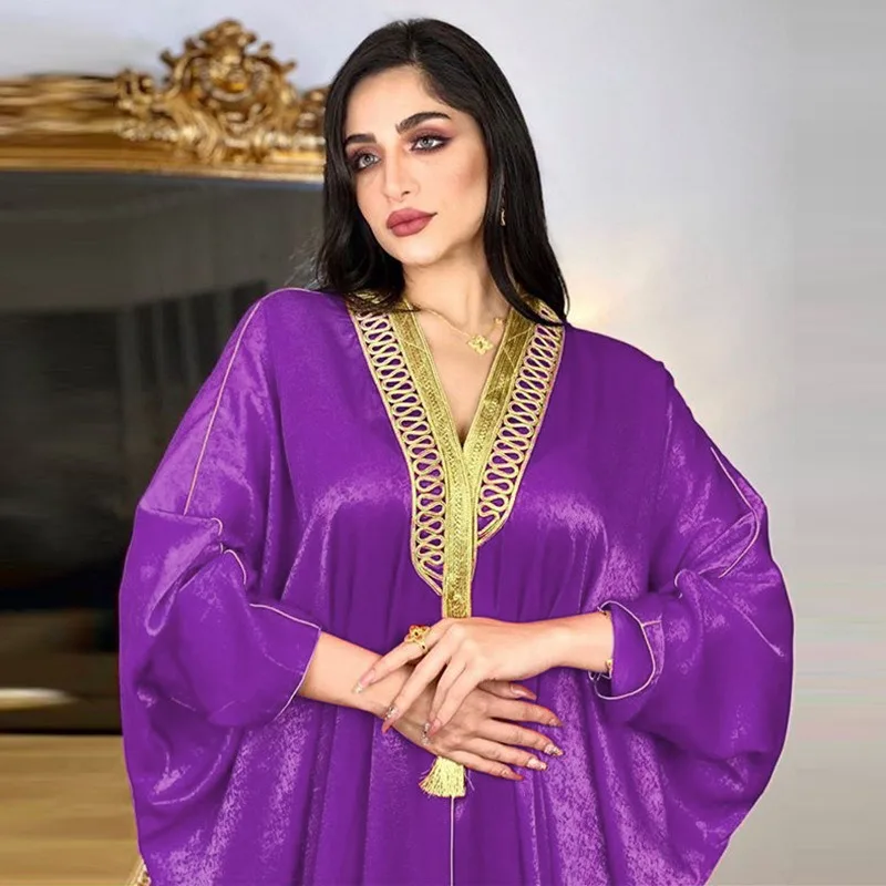 SA0155 Arab Dubai Muslim Turkish Batwing Sleeve Dress Muslim Women Abaya Robe Femme