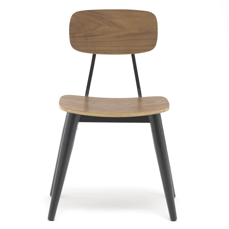 Metal Leg Kitchen Chair Dining Chair Metal Wood Seat Dining Room Chair Industrial for Sale