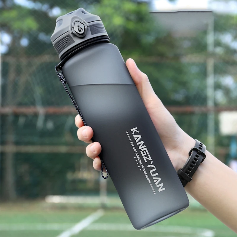 KANGZYUAN Custom Sublimation Printing GYM Sports 32oz Matte Black Water Bottle With One Click Open