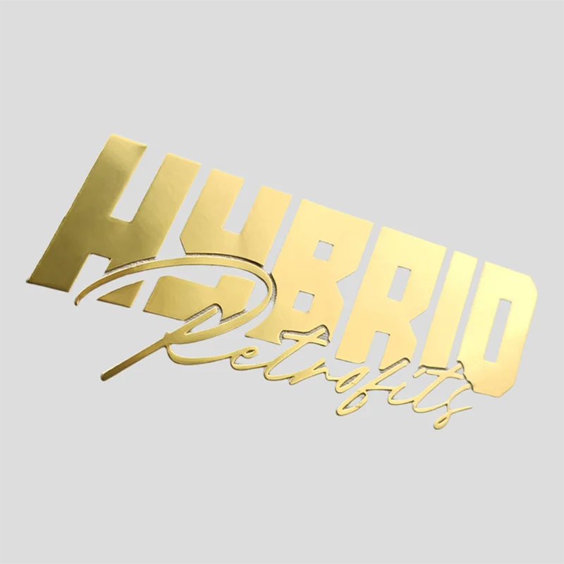 Custom Gold Metal Decal Waterproof Shiny UV Transfer Stickers 3D Logo Metallic Stickers