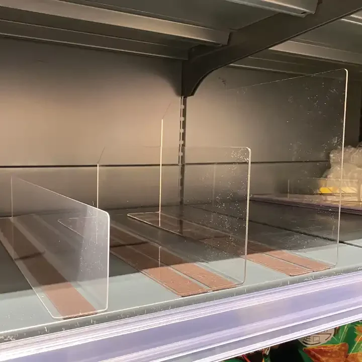 Iplusmile L-Shaped Acryl PET PC PS Plastic Cabinet Shelves Supermarket Clear PVC Shelf Divider with Magnetic for Organization