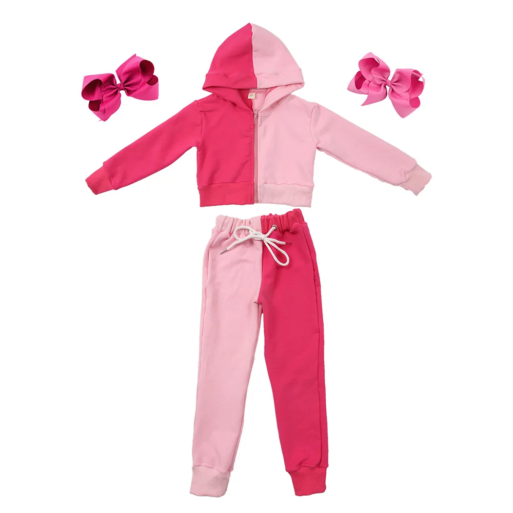 Yiwu ruidian новые осенние детские товары двухцветный костюм для бега куртка с капюшоном на молнии женские комплекты для бега из 2 предметов