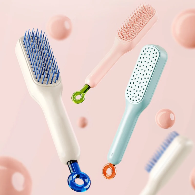 2024 new design Self Cleaning Hair Brush For Woman Anti-Static Massage Retractable Hair Comb