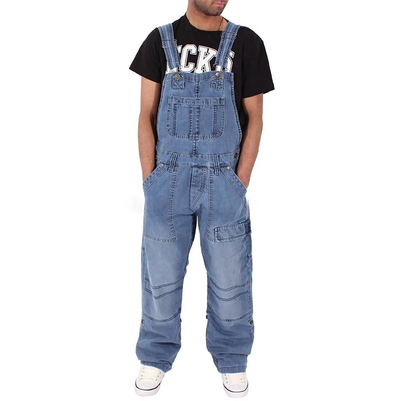 XINBO Jeans Hot Sale Fashion Mens Hole Pocket Jeans Overall Long Jumpsuit Streetwear Overall Suspender Pants High Quality Jeans