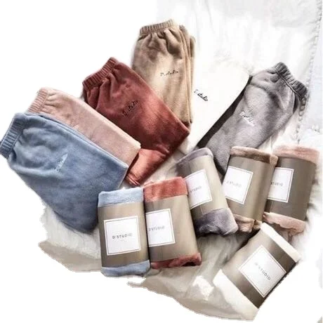 custom comfortable super soft coral stacked women or men pants at home