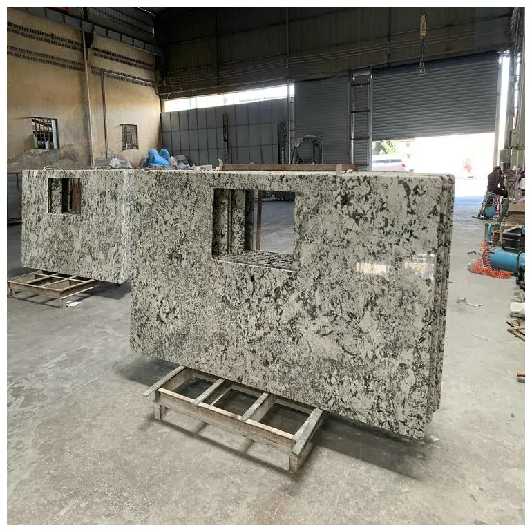 custom made classic white granite stone kitchen counter top