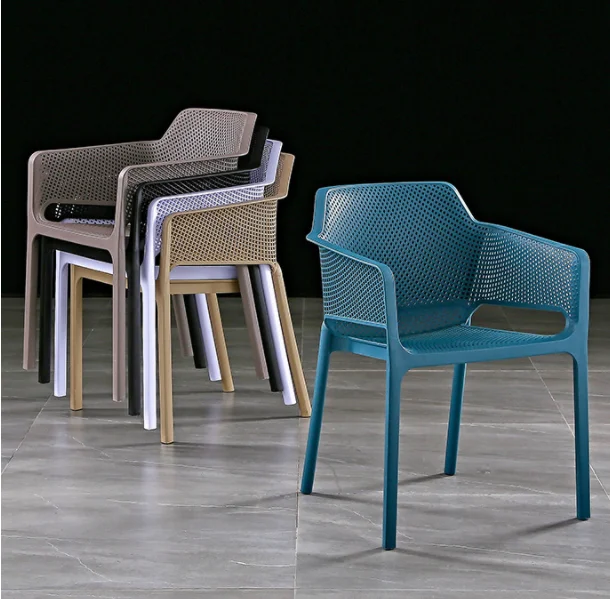 Outdoor Stacking Armrest Plastic Dining Chair