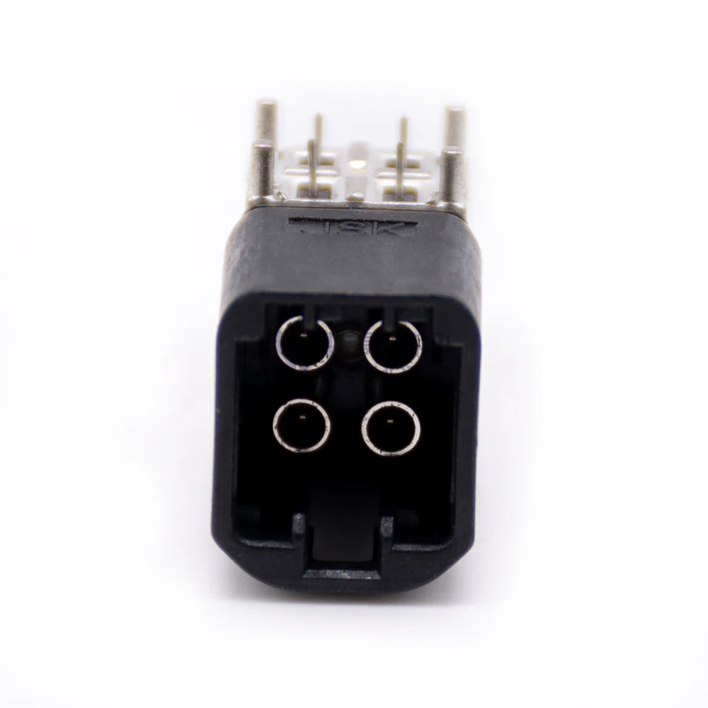 Black Panel Mount Through Hole Right Angle Male A Code Solder Fakra RF