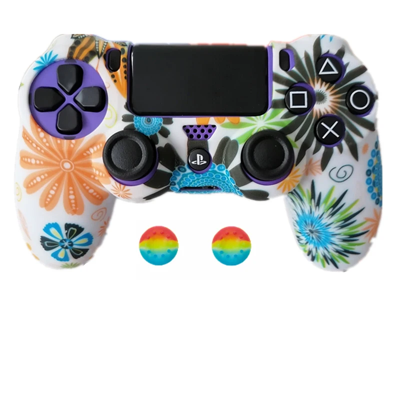 
Silicone Cover Skin Case for Sony Play Station Dualshock 4 PS4 Pro Slim Controller+ 2 Thumb Stick Grips 