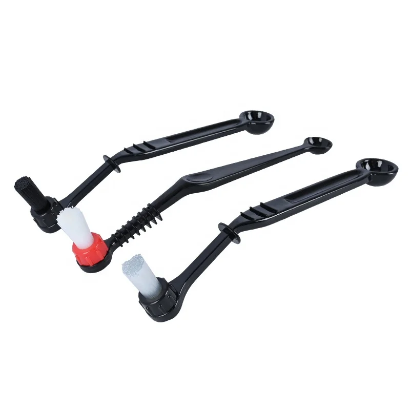 Food Grade Espresso Coffee Machine Cleaning Brush Plastic Handle Replaceable Coffee Brush