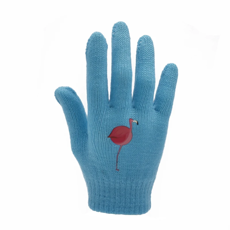 AGRADECIDO High Quality Winter Gloves Knitted Gloves Cute Printing Cartoon Flamingo Hand Gloves