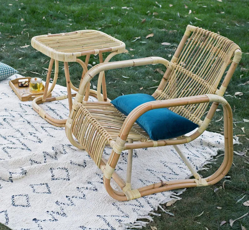 Dreamhause из натурального ротанга алюминиевый каркас стула тканые один балкон кресло для отдыха Nordic гостиная спинкой