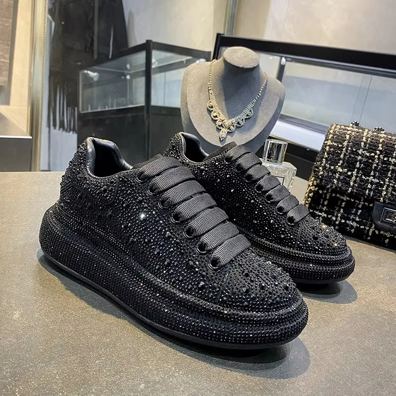 Original quality High top platform sneakers for men Alex ander Casual Flash Diamond Mc Queen men high quality designer shoes