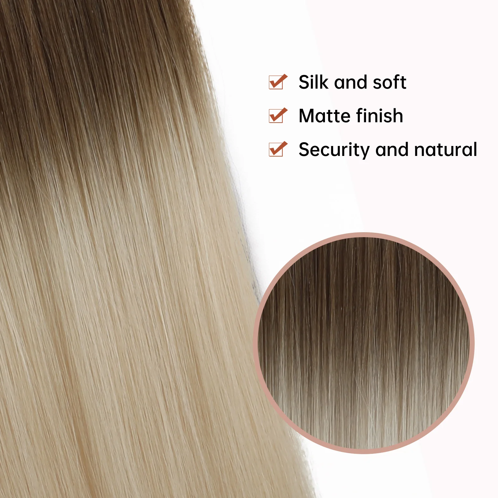 20 Inches Wholesale Synthetic Fiber Hair Extensions Long Ombre Brown to Blonde Halo Hair Extensions