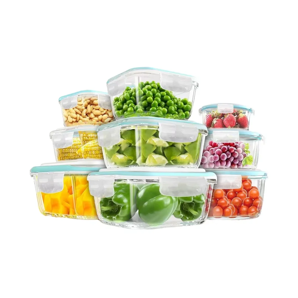 BPA Free Dishwasher & Oven Friendly Leak-Proof Silicone Seal Modern Food Container with Lids-PP Material Safe for Kitchen Use