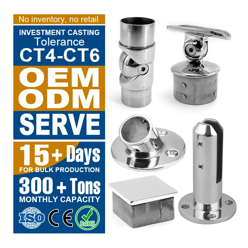 Factory Stainless Steel Pipe Stair Handrail Accessories Railings Casting Balcony Glass Railing Ss304 Polished Castings Supplier