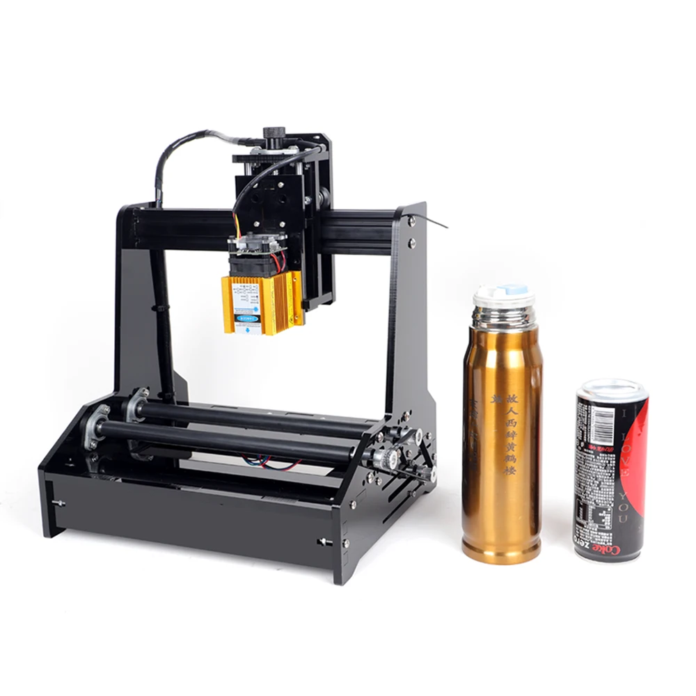 DIY Cylindrical CNC Laser Engraving Machine For Cylindrical Bottles add 15W can work for Stainless Steel