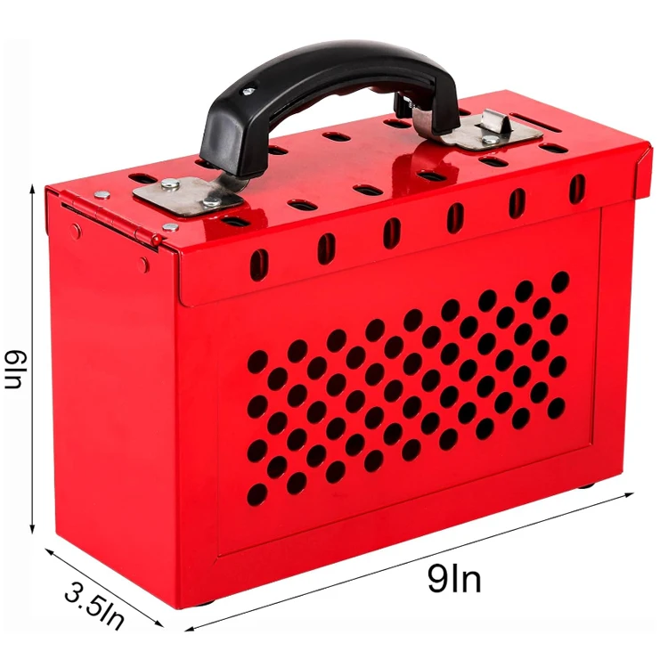 Red Portable Metal Lockout Tagout Group Lock Box Each Group Safety Lock Box Accepts 13 Padlocks