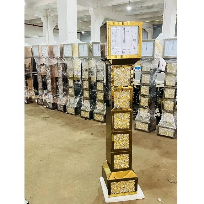 Modern Simple Golden Color 3D Mechanic Wall Clock Resin MDF Crystal Home Decoration for Living Room