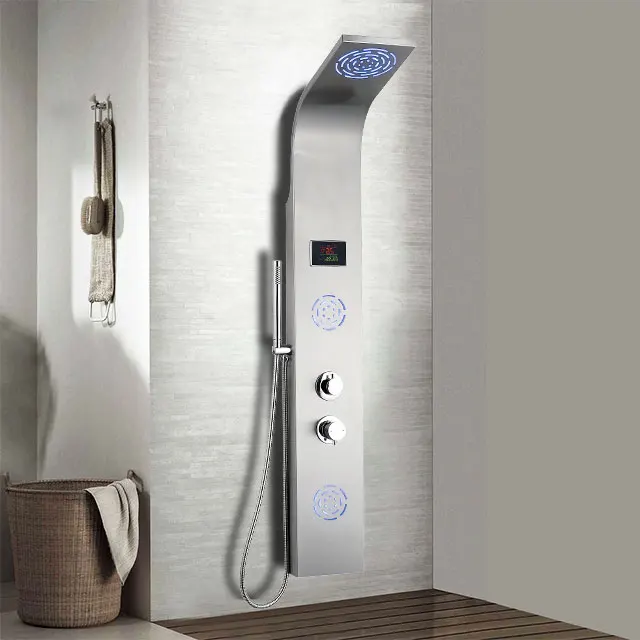 Holmine Constant Water Outlet Bath Shower Column Automatic Sensors Shower Panels Systems LED screen SPA massage shower panel