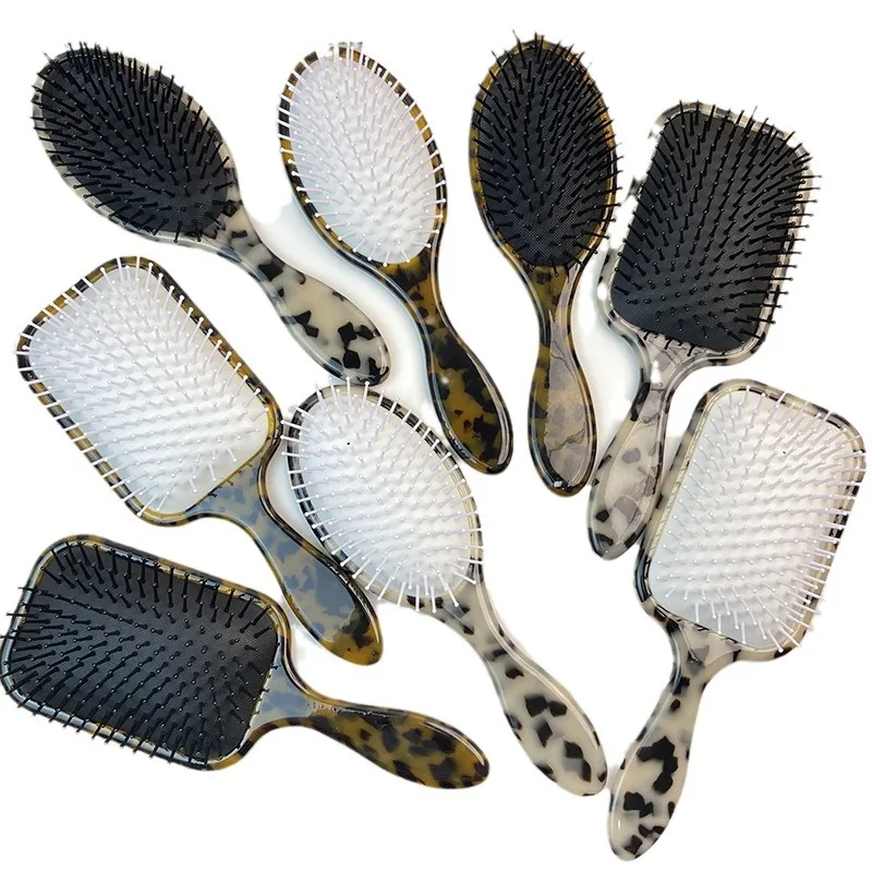 Custom Logo Eco Friendly Handmade Pretty Pattern Cellulose Acetate Acid Oval Series Sheet Air Cushion Comb