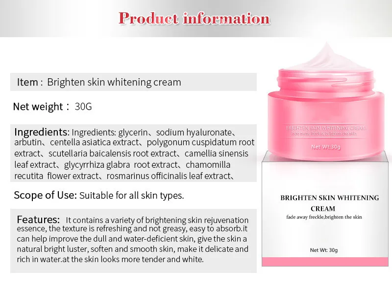Vitamin C Anti Aging Wrinkle Acne Dark Spot Remover Black Skin Bleaching Whitening Face Cream
