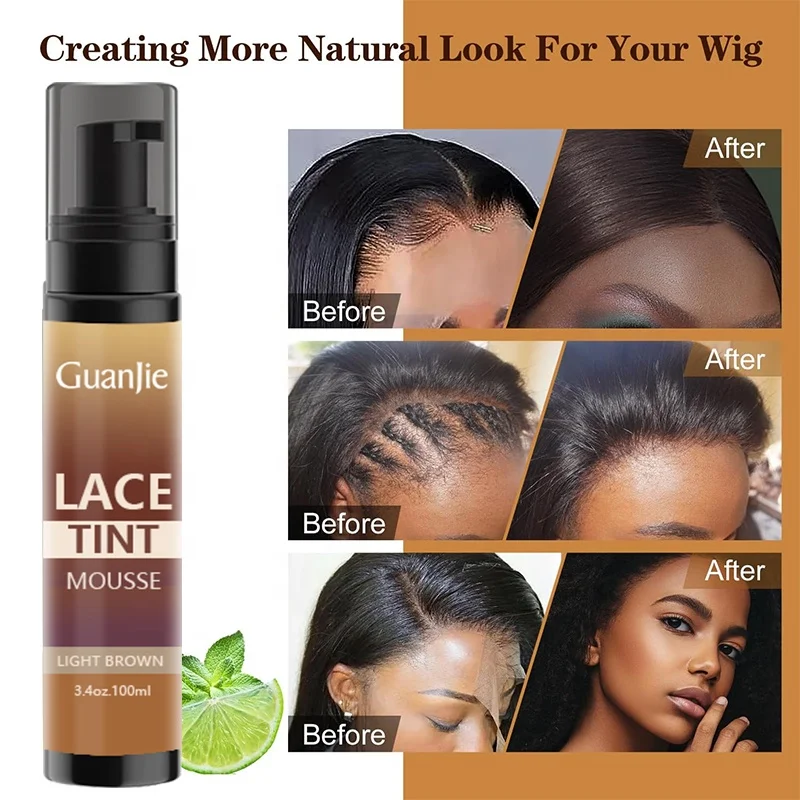 curling braiding hair Lace Tint Spray 3 Color New Arrival Hair Extension Tool Lace Tint Spray Foam Mousse Lace Tint Mousse